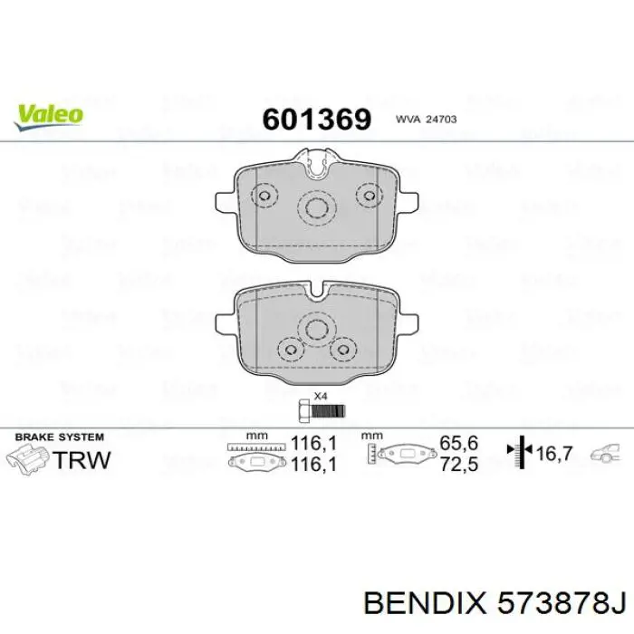 Задние тормозные колодки 573878J Jurid/Bendix