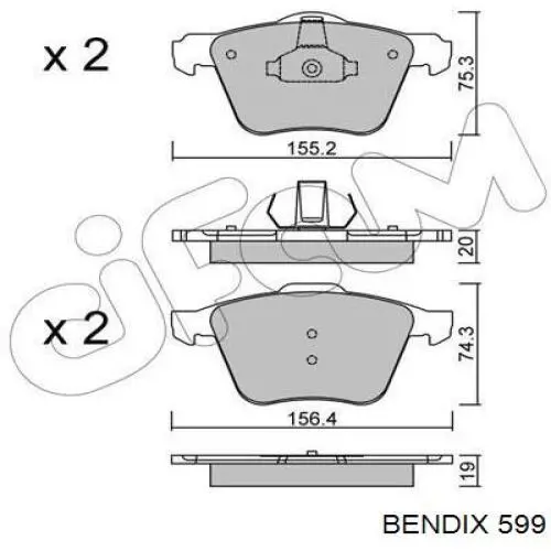 599 Jurid/Bendix колодки тормозные задние барабанные