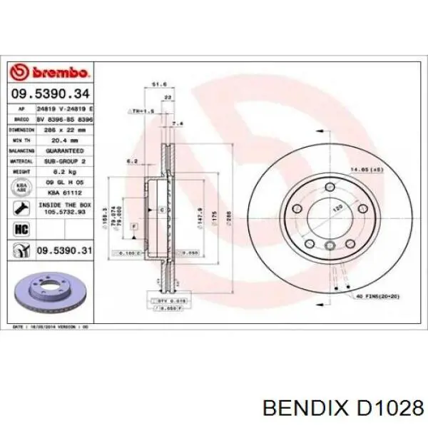 Передние тормозные колодки D1028 Jurid/Bendix
