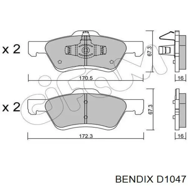 Передние тормозные колодки D1047 Jurid/Bendix