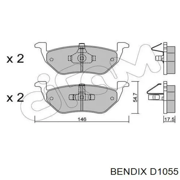 Задние тормозные колодки D1055 Jurid/Bendix