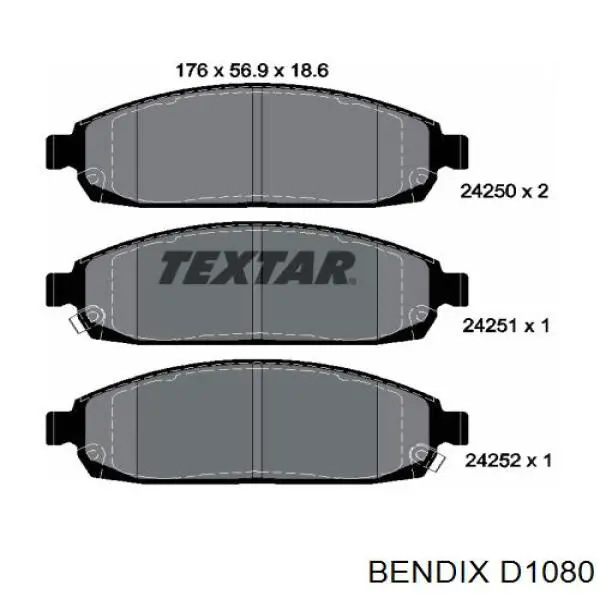 Передние тормозные колодки D1080 Jurid/Bendix