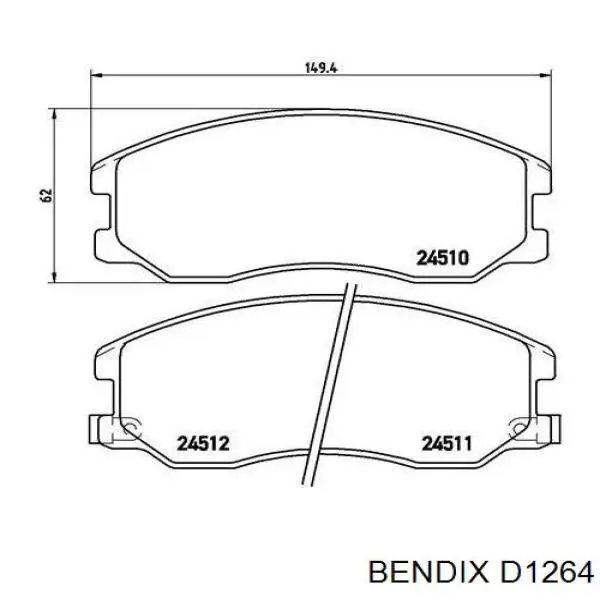 Передние тормозные колодки D1264 Jurid/Bendix