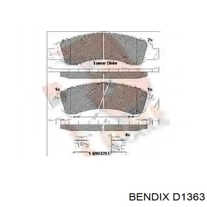 D1363 Jurid/Bendix колодки тормозные передние дисковые