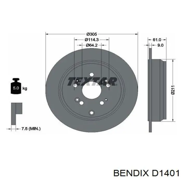 D1401 Jurid/Bendix колодки тормозные передние дисковые