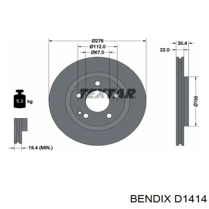 Передние тормозные колодки D1414 Jurid/Bendix