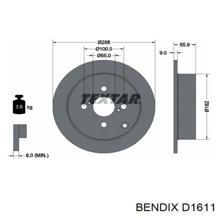 Передние тормозные колодки D1611 Jurid/Bendix