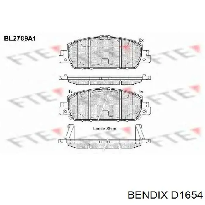 D1654 Jurid/Bendix Колодки передние