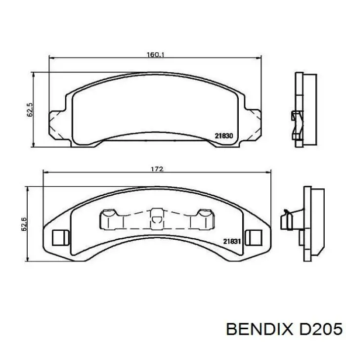 Передние тормозные колодки D205 Jurid/Bendix