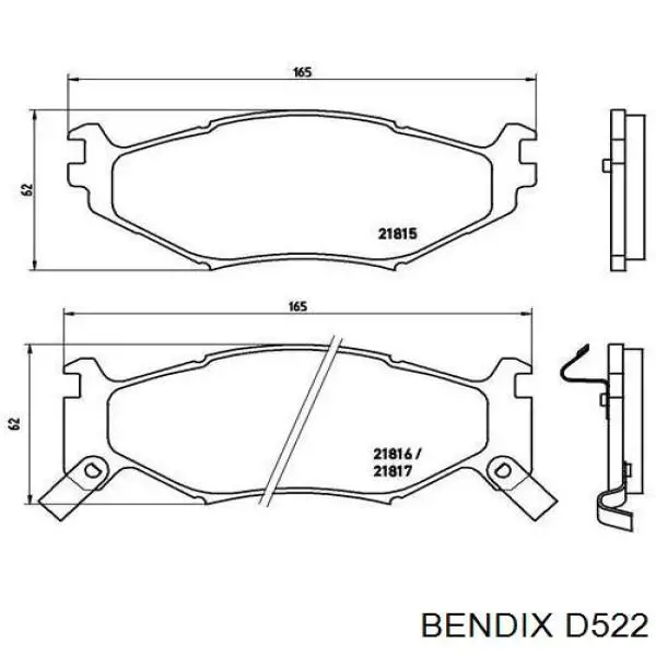 Передние тормозные колодки D522 Jurid/Bendix