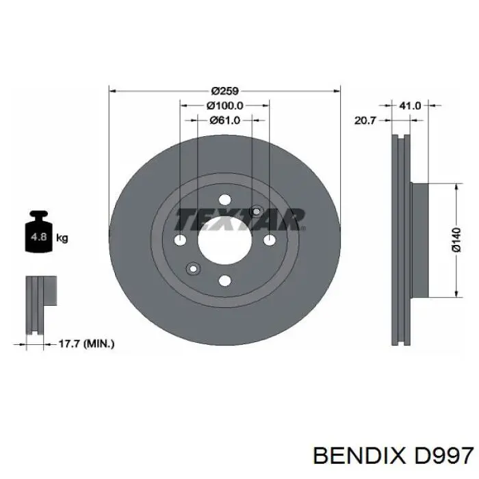 Передние тормозные колодки D997 Jurid/Bendix