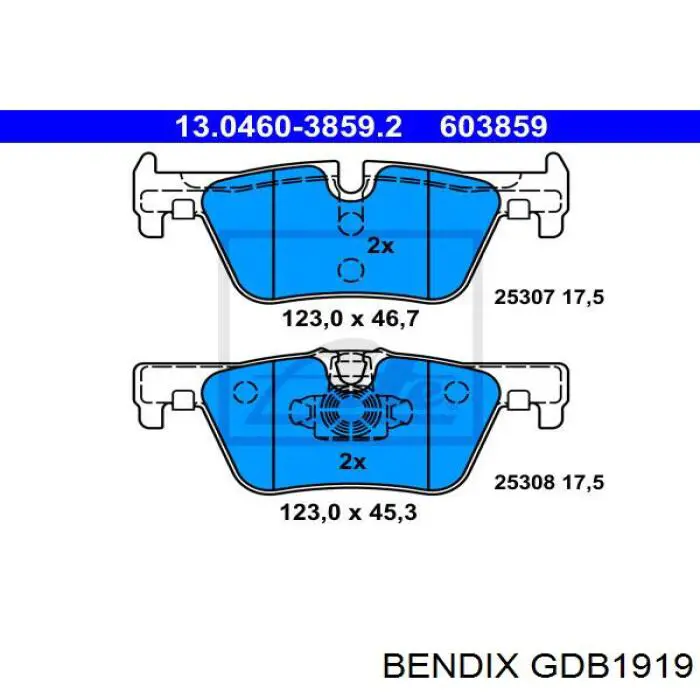 Задние тормозные колодки GDB1919 Jurid/Bendix