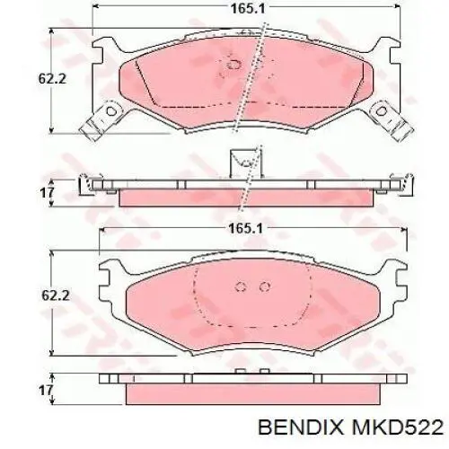 MKD522 Jurid/Bendix колодки тормозные передние дисковые