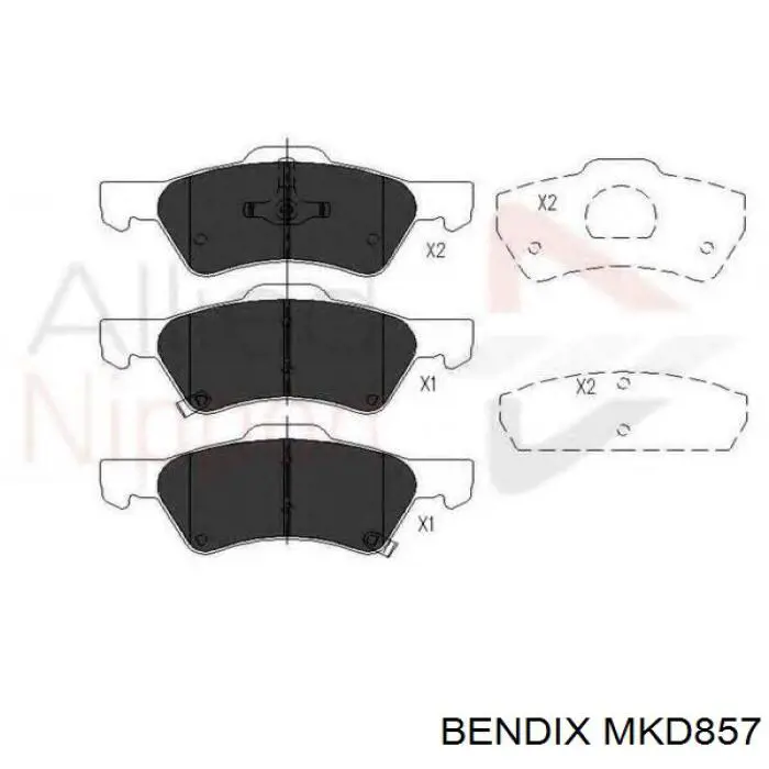 Передние тормозные колодки MKD857 Jurid/Bendix