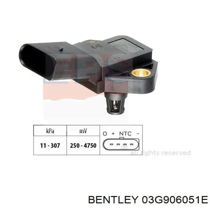 Датчик абсолютного давления в коллекторе Bentley 03G906051E цена, от 9.88 USD