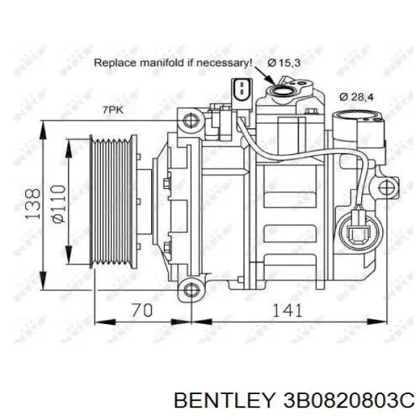 3B0820803C Bentley компрессор кондиционера