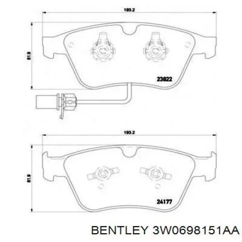 3W0698151AA Bentley sapatas do freio dianteiras de disco