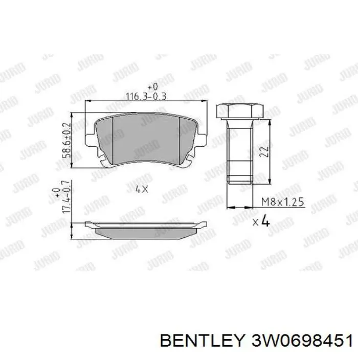 Колодки тормозные задние дисковые BENTLEY 3W0698451