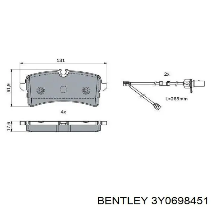 Купить 3Y0698451 Bentley Колодки тормозные задние, дисковые