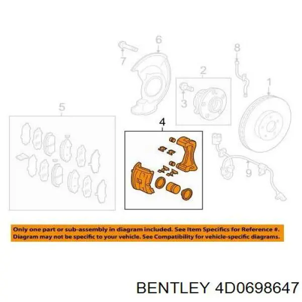 Ремкомплект тормозной системы Bentley 4D0698647 цена, от 4.45 USD