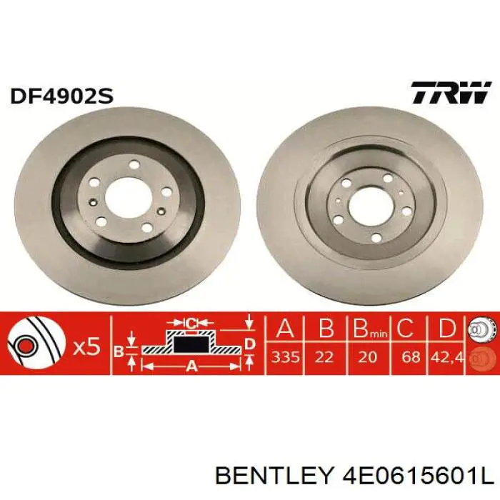 Тормозные диски 4E0615601L Bentley