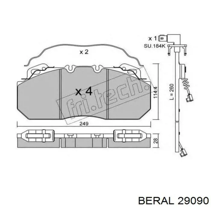 Передние тормозные колодки 29090 Beral