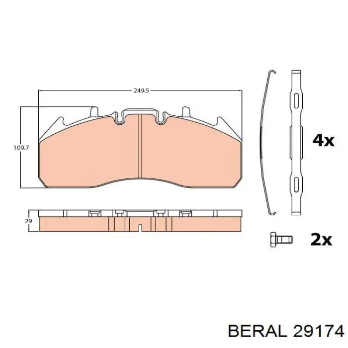Колодки тормозные передние дисковые Beral 29174