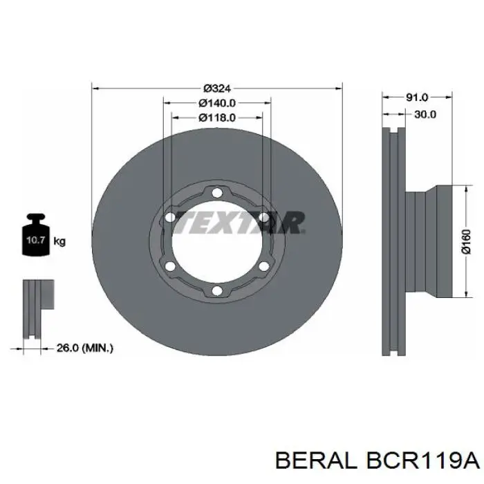 Купить BCR119A Beral Ротор тормозной