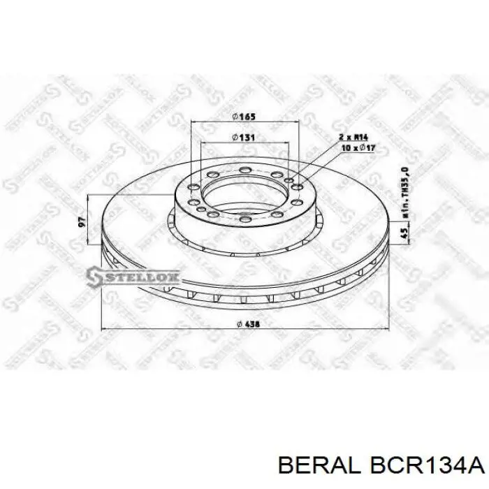 Тормоз дисковый передний Beral BCR134A цена, от 143.42 USD