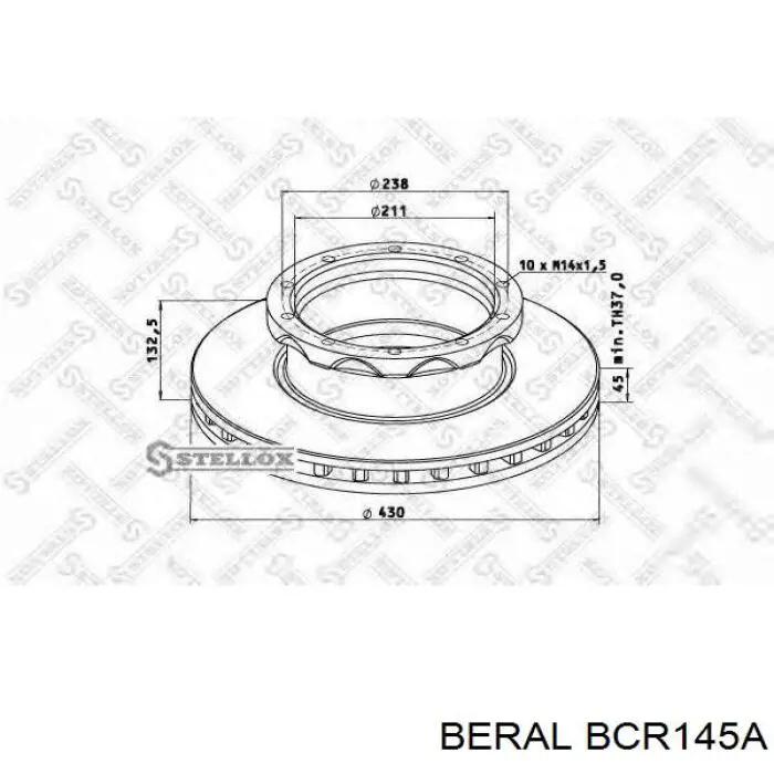 Тормоз дисковый передний Beral BCR145A цена, от 144.45 USD