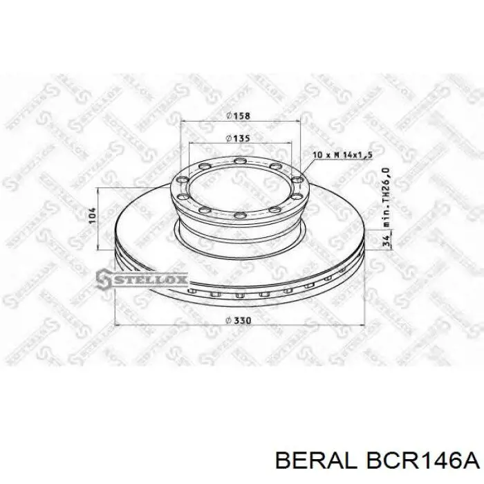 Купить BCR146A Beral Диск тормозной задний