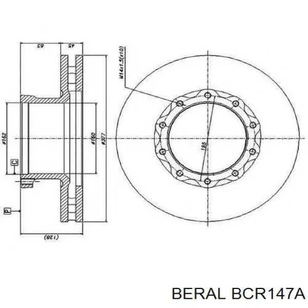 Диск гальмівний передній BCR147A Beral