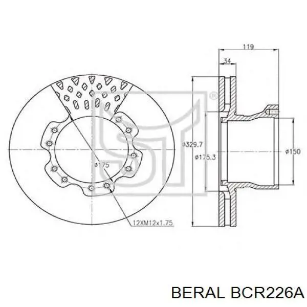 Купить BCR226A Beral Диск тормозной задний