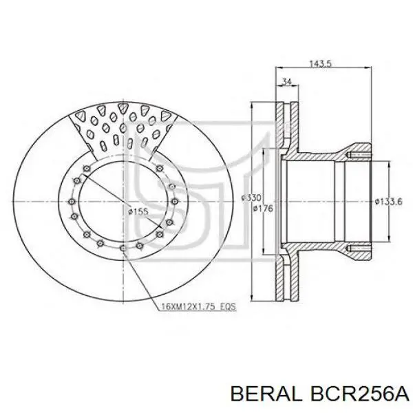 BCR256A Beral Диск тормозной передний