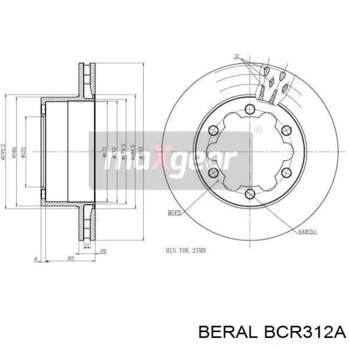 Тормозные диски BCR312A Beral
