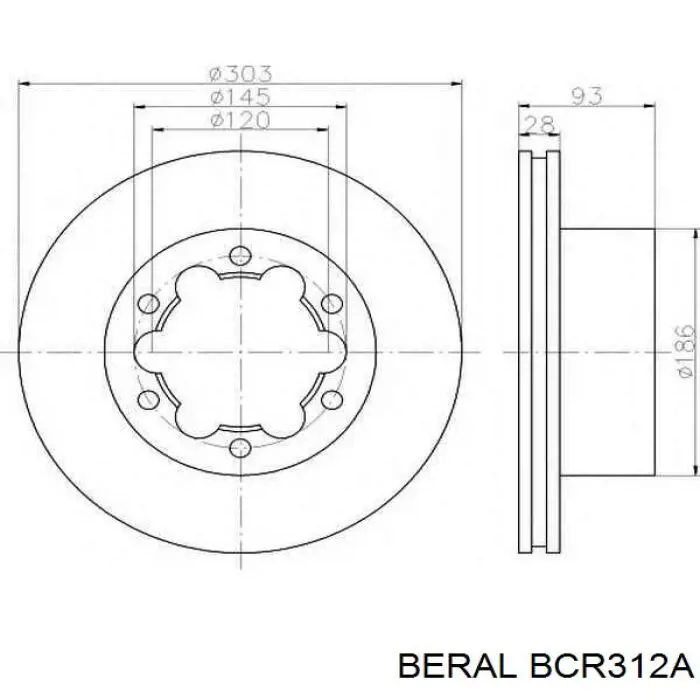 Задний тормозной диск Beral BCR312A цена, от 59.23 USD