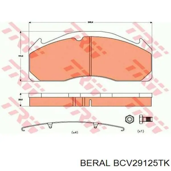 Колодки тормозные передние дисковые Beral BCV29125TK