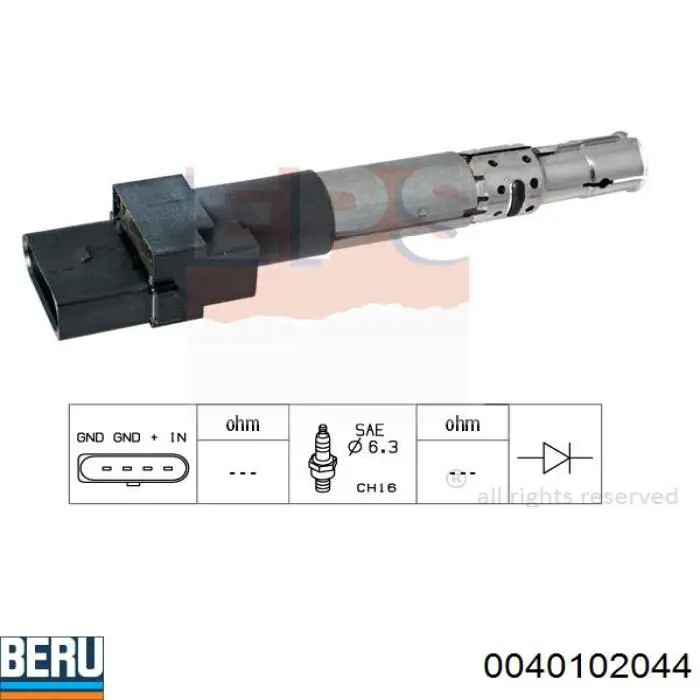 Купить 0040102044 Beru Катушка зажигания