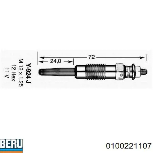 Свечи накала 0100221107 Beru