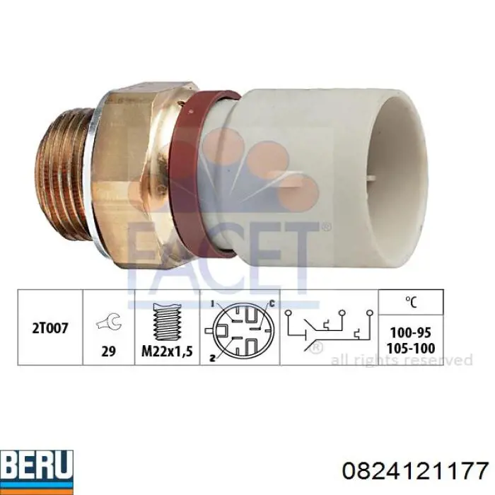 Датчик включения вентилятора радиатора 0824121177 Beru