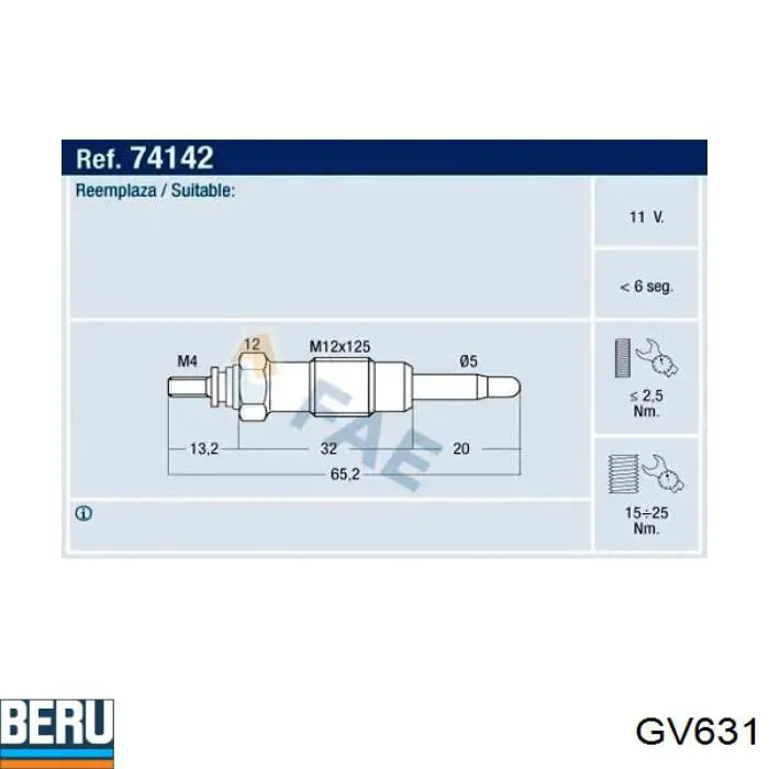 Свеча накала Beru GV631