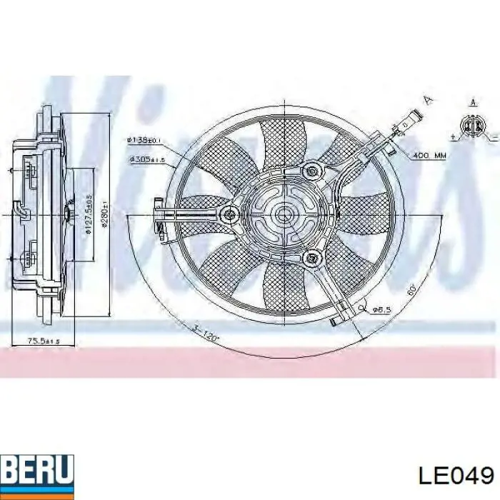 Электровентилятор охлаждения LE049 Beru