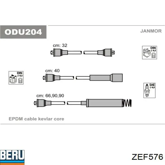 ZEF576 Beru высоковольтные провода