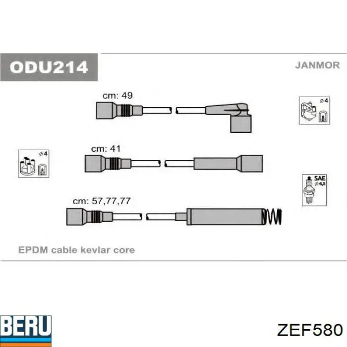 Juego de cables de encendido ZEF580 Beru