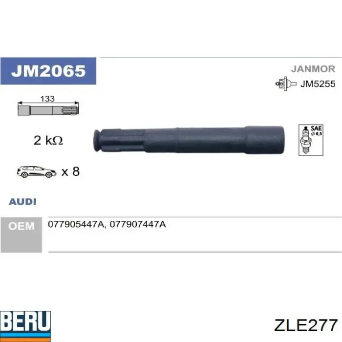 ZLE277 Beru Наконечник свечи зажигания