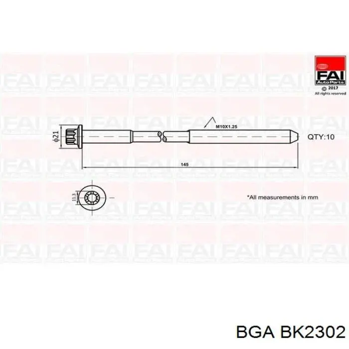 Болт головки блока цилиндров, ГБЦ BGA BK2302 цена, от 50.73 USD