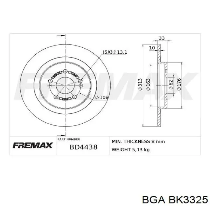 Болт головки блока цилиндров, ГБЦ BGA BK3325 цена, от 154.30 USD