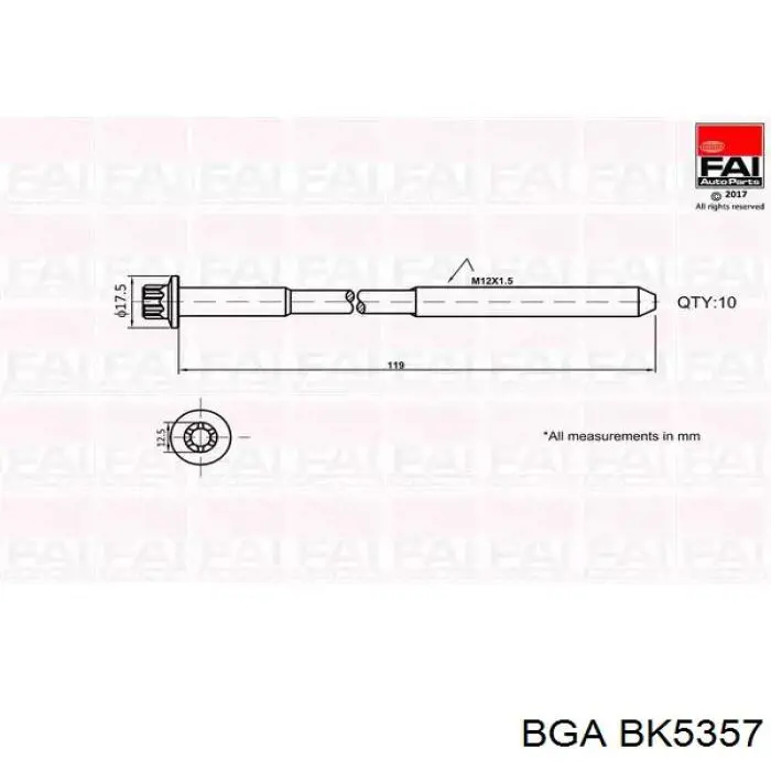 Болт ГБЦ BK5357 BGA