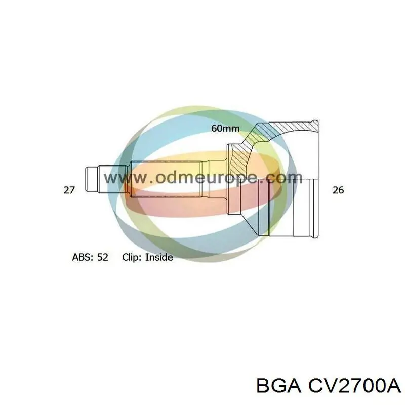 ШРУС наружный передний, левый BGA CV2700A цена, от 33.36 USD