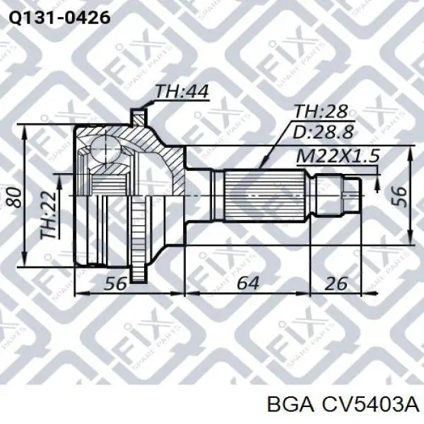 ШРУС наружный передний CV5403A BGA